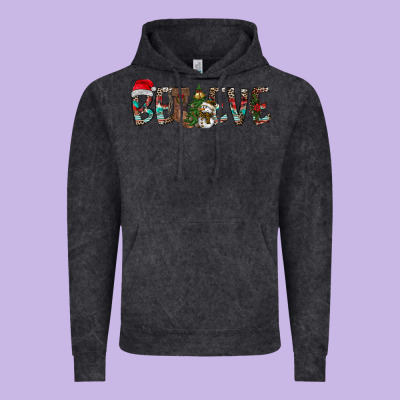 Believe Christmas Vintage Hoodie Designed By Cowhidedigitalart