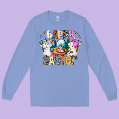 Happy Easter Long Sleeve Tee Designed By Cowhidedigitalart
