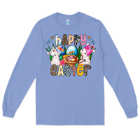 Colony Blue Happy Easter Long Sleeve Tee - CowhideDigitalArt