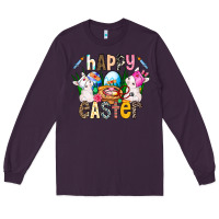 Plum Happy Easter Long Sleeve Tee - CowhideDigitalArt