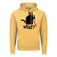 Vintage Mustard Halloween Cat With Knife What Vintage Hoodie - linhVisuals