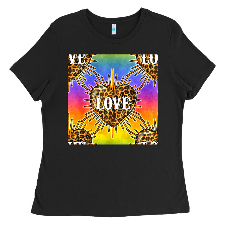 Pride Lgbtq Leopard Love Heart Seamless Pattern Ladies Tee by BundleAndBundleShop | Teevron