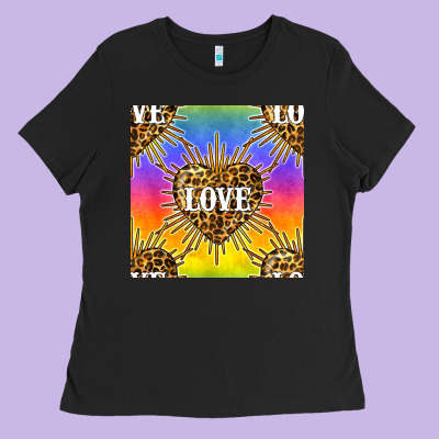 Pride Lgbtq Leopard Love Heart Seamless Pattern Ladies Tee Designed By Bundleandbundleshop