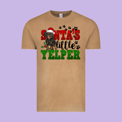 Santa's Little Yelper Vintage Tee Designed By Fadigitalartstudio