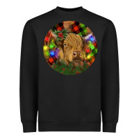 Black Brown Cow Christmas Heavyweight Sweatshirt - RanaPortraitStore