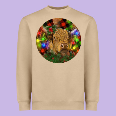 Brown Cow Christmas Heavyweight Sweatshirt Designed By Ranaportraitstore