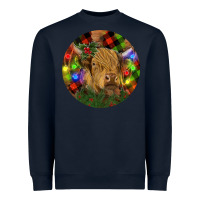 Navy Brown Cow Christmas Heavyweight Sweatshirt - RanaPortraitStore
