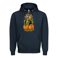 Navy pumpkin polka dot, sunflower Zipper Hoodie - JahusDesignShop