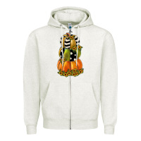 Oatmeal Heather pumpkin polka dot, sunflower Zipper Hoodie - JahusDesignShop