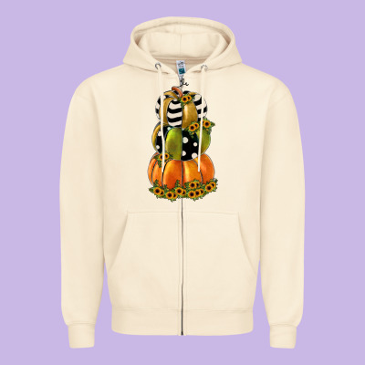 Pumpkin Polka Dot, Sunflower Zipper Hoodie Designed By Jahusdesignshop