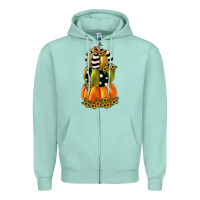 Seafoam pumpkin polka dot, sunflower Zipper Hoodie - JahusDesignShop