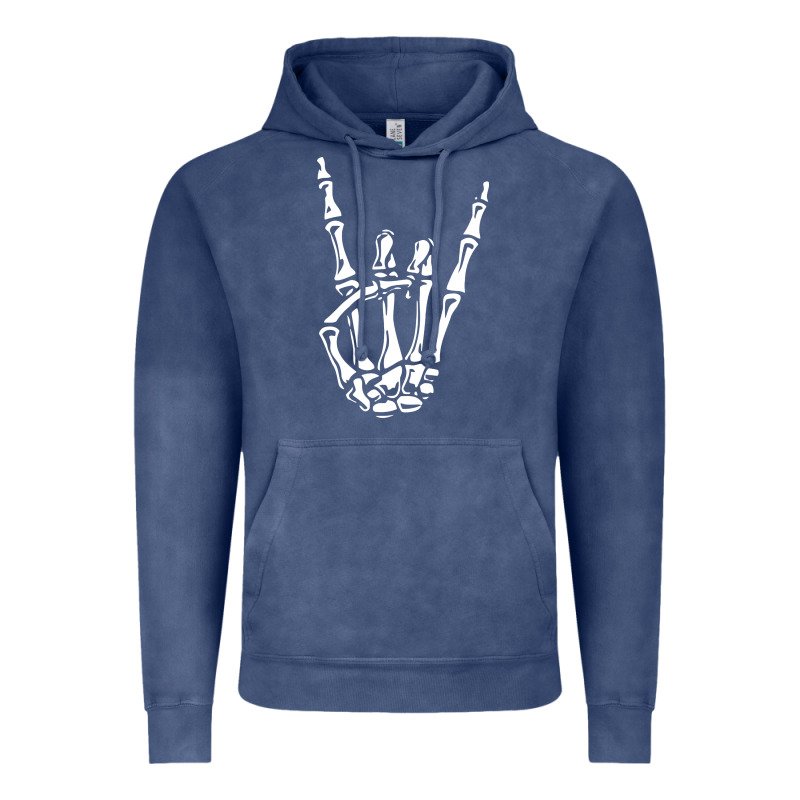 Rock On Skeleton Hand Vintage Hoodie by linhVisuals | Teevron