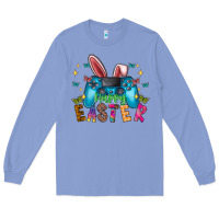Colony Blue Happy Easter Gamer Long Sleeve Tee - CowhideDigitalArt