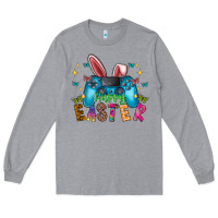 Heather Grey Happy Easter Gamer Long Sleeve Tee - CowhideDigitalArt