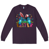 Plum Happy Easter Gamer Long Sleeve Tee - CowhideDigitalArt