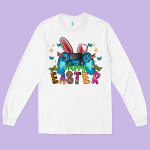Happy Easter Gamer Long Sleeve Tee Designed By Cowhidedigitalart