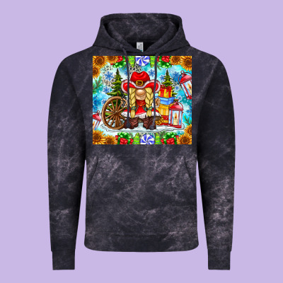Christmas Cowboy Gnome Vintage Hoodie Designed By Cowhidedigitalart
