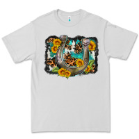 Dove Grey western leopard cowhide turquoise background horse Premium Tee - OliviaCreatesArt