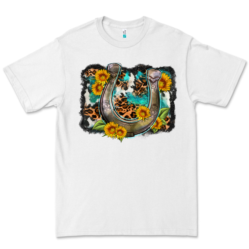 Western Leopard Cowhide Turquoise Background Horse Premium Tee by OliviaCreatesArt | Teevron