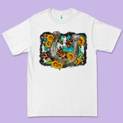 Western Leopard Cowhide Turquoise Background Horse Premium Tee Designed By Oliviacreatesart