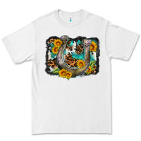 White western leopard cowhide turquoise background horse Premium Tee - OliviaCreatesArt