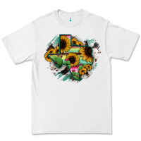 White Texas Map Sunflower Cactus Serape Premium Tee - RanaPortraitStore