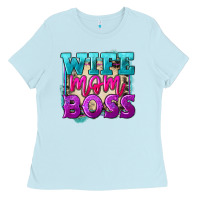 Baby Blue wife mom boss Ladies Tee - FaDigitalArtStudio