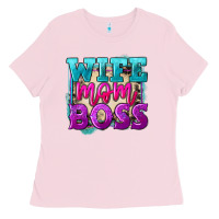 Bubblegum Pink wife mom boss Ladies Tee - FaDigitalArtStudio