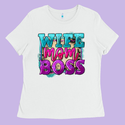 Wife Mom Boss Ladies Tee Designed By Fadigitalartstudio