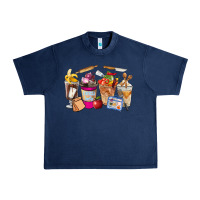 Navy Lunch Lady Coffee Cups Urban Heavy Tee - FaDigitalArtStudio