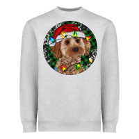 Heather Grey Cockapoo Christmas Heavyweight Sweatshirt - RanaPortraitStore