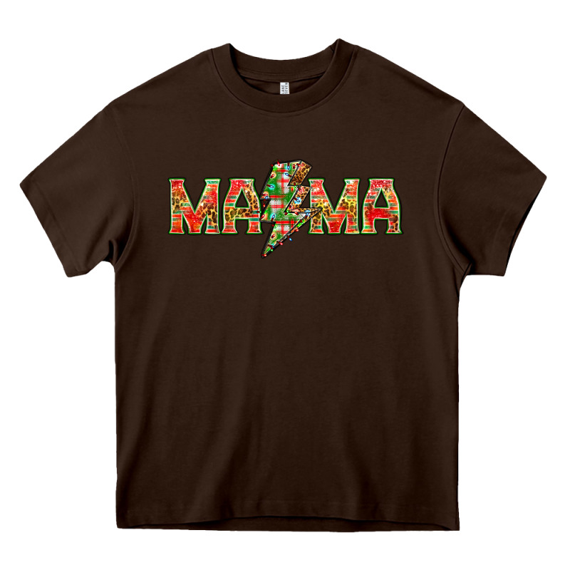 Mama Christmas Lightning Bolt Mother's Day Heavy Core Tee by HowdyJamesFarm | Teevron