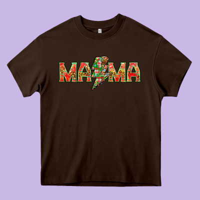 Mama Christmas Lightning Bolt Mother's Day Heavy Core Tee Designed By Howdyjamesfarm