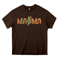 Chocolate Brown Mama christmas lightning bolt mother's day Heavy Core Tee - HowdyJamesFarm