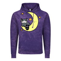 Cloud Purple crescent moon raccoon Vintage Hoodie - linhVisuals