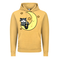Vintage Mustard crescent moon raccoon Vintage Hoodie - linhVisuals