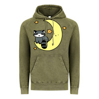 Vintage Olive crescent moon raccoon Vintage Hoodie - linhVisuals