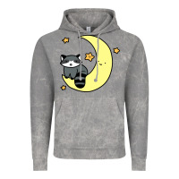 Cloud Rock crescent moon raccoon Vintage Hoodie - linhVisuals