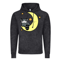 Vintage Black crescent moon raccoon Vintage Hoodie - linhVisuals