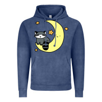 Vintage Denim crescent moon raccoon Vintage Hoodie - linhVisuals