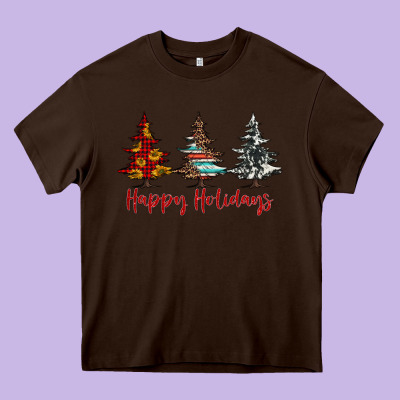 Happy Holidays Christmas Trees Heavy Core Tee Designed By Jasminsmagicworld