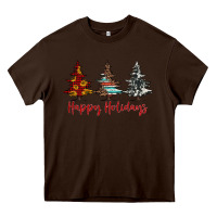 Chocolate Brown happy holidays christmas trees Heavy Core Tee - Jasminsmagicworld