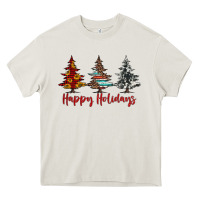 Cream happy holidays christmas trees Heavy Core Tee - Jasminsmagicworld