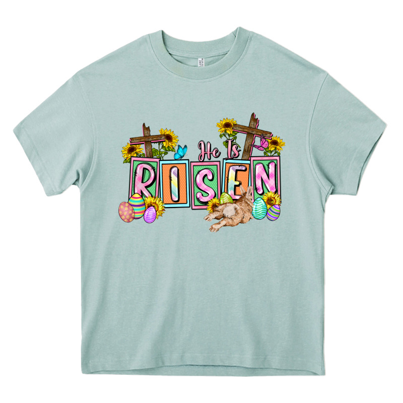 He Is Risen Easter  Easter Day Heavy Core Tee by CowGirlArtShop | Teevron