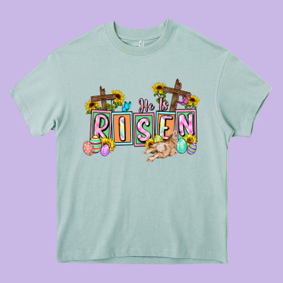 He Is Risen Easter  Easter Day Heavy Core Tee Designed By Cowgirlartshop