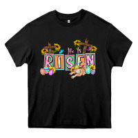 Black He is risen Easter  Easter Day Heavy Core Tee - CowGirlArtShop