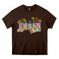 Chocolate Brown He is risen Easter  Easter Day Heavy Core Tee - CowGirlArtShop