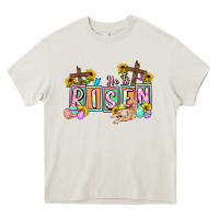 Cream He is risen Easter  Easter Day Heavy Core Tee - CowGirlArtShop