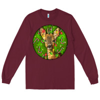 Burgundy red brocket deer christmas Long Sleeve Tee - LillyAllenDesigns