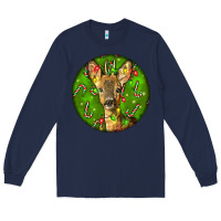 Navy red brocket deer christmas Long Sleeve Tee - LillyAllenDesigns